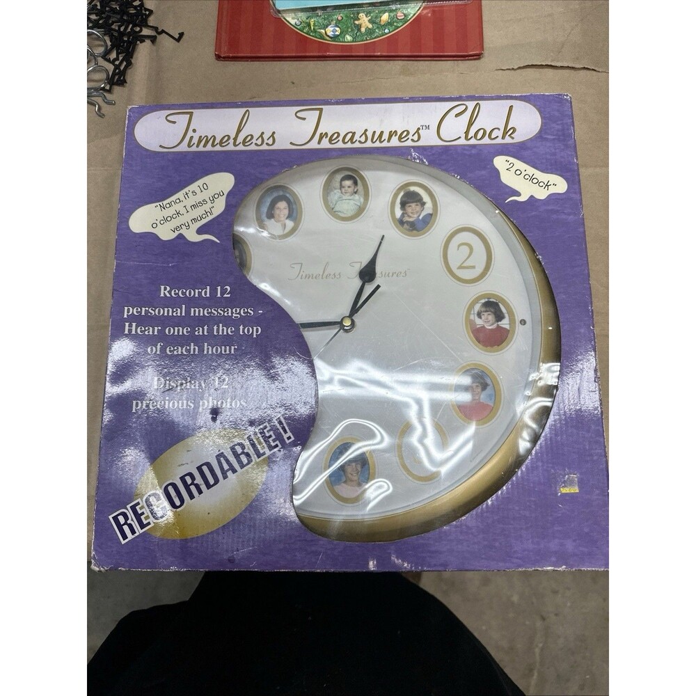 Timeless Treasures Clock Wall Mount 12 Photos w/ Recordable Message-New Open Box